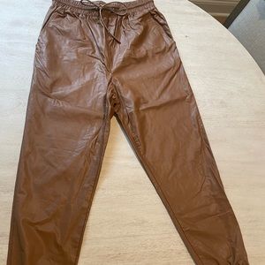 Faux Leather Brown Pants